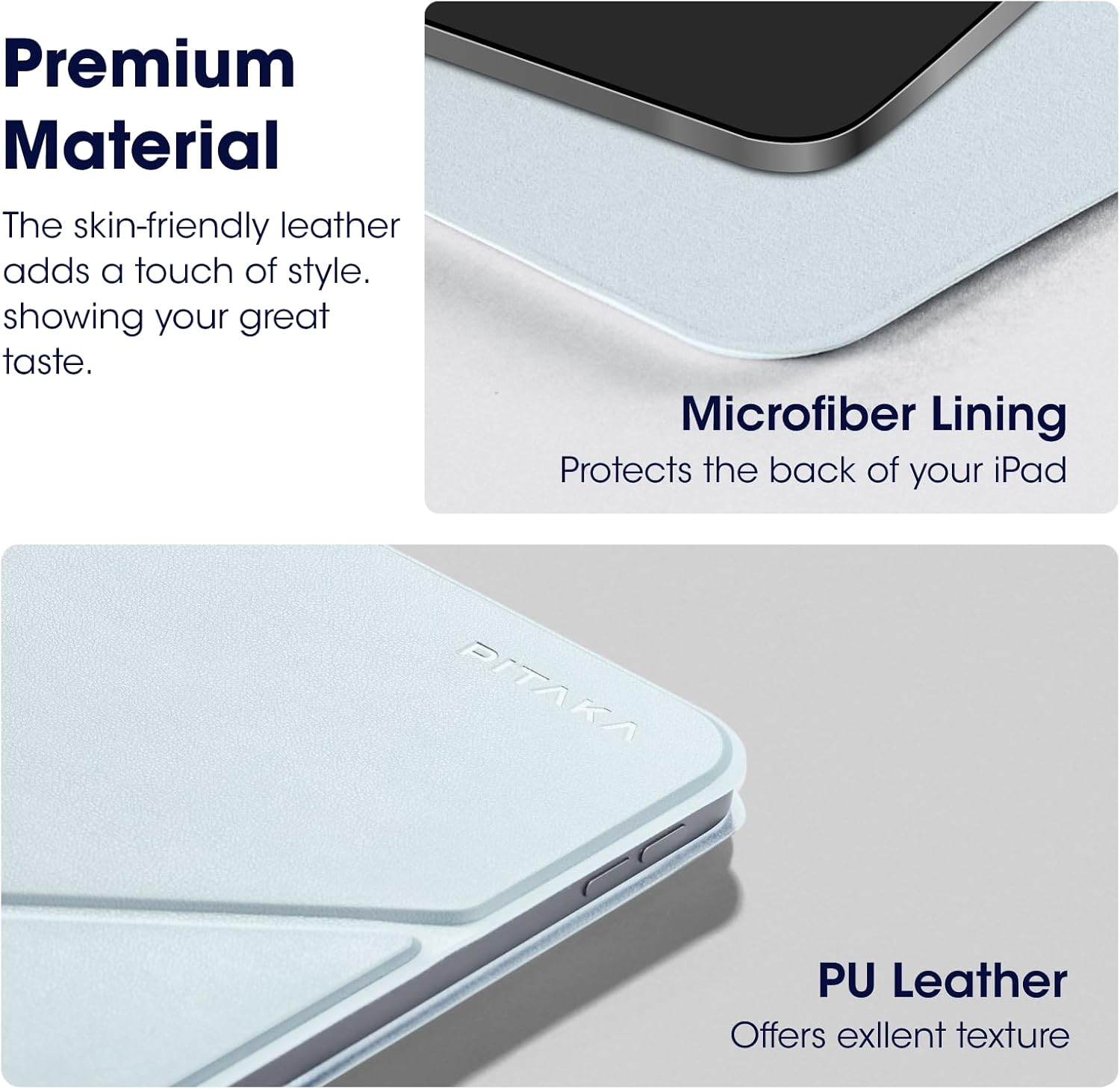 PITAKA for iPad Pro 11 Inch Case 2025/2024, Compatible with iPad Pro M5/M4, Portrait/Landscape Magnetic Case with Pencil Holder, 4 Standing Angles and - Light Blue - Image 8