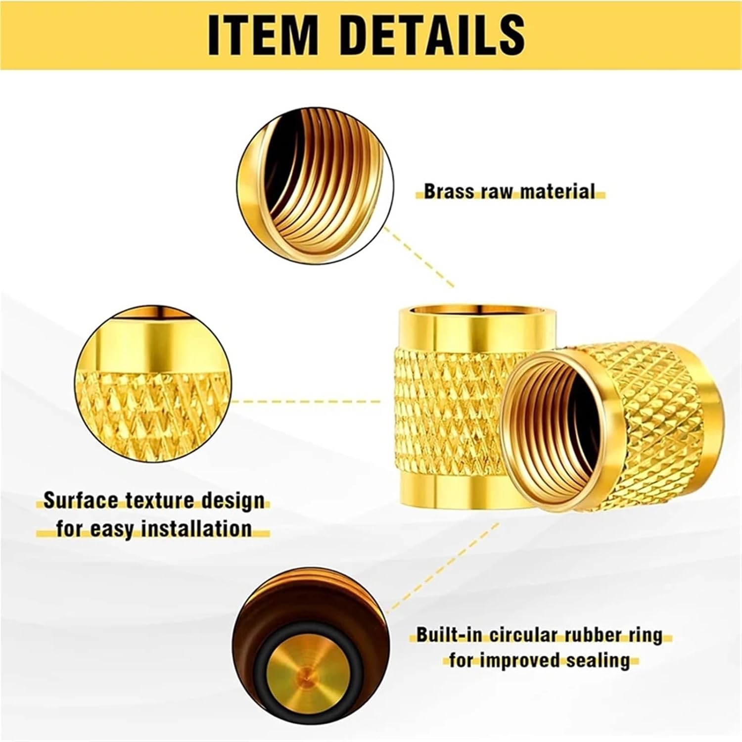 Bulkhead Fitting 30/60/100pcs 1/4Inch Brass Flare Cap Solid Caps With O Ring Seal Valve For Creating Leak proof Seal For Fluid Transfer(30pcs)