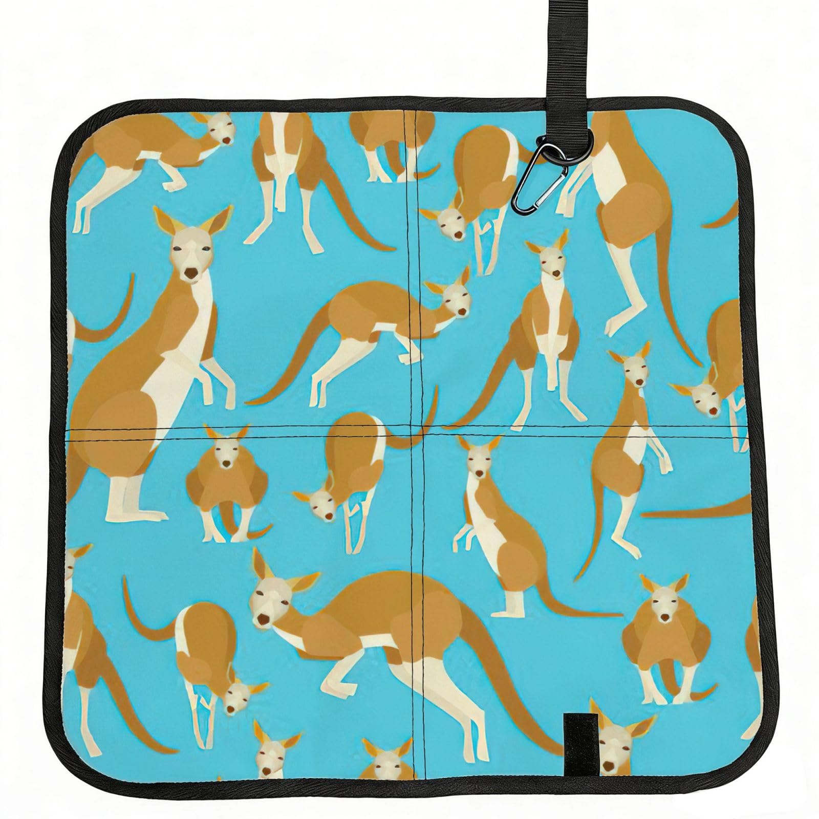 OKFSTY Funny Cartoon Kangaroo Zoo Print Fold Away Seat Cushion Portable Outdoor Pad Polyester Bleacher Bench Mat Travel Picnic Pad