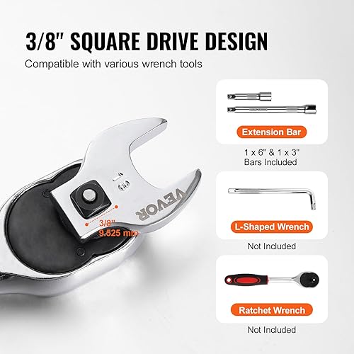 Miniatura 5 de VEVOR Crowfoot - Juego de llaves Crowfoot, juego de 20 llaves de pie de cuervo con 2 barras de extensión y organizador de herramientas EVA, SAE