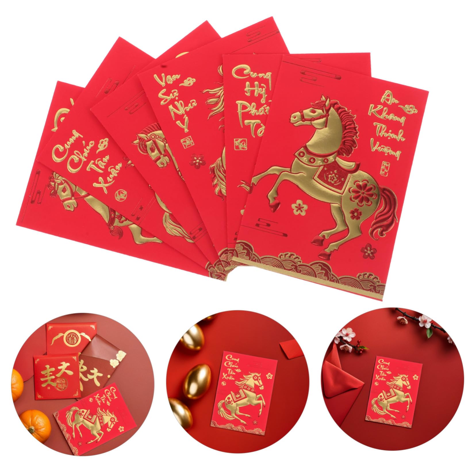 DOITOOL 360 Piezas Sobres Rojos Hongbao Creativos Año del Caballo Papel Festival la Temporada Sobres Rojos para Dinero Boda