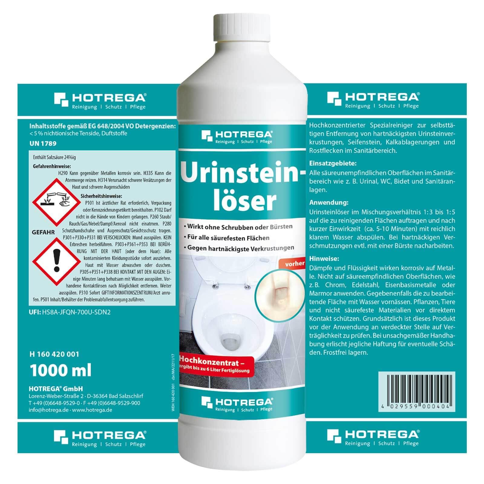 HOTREGA Urinsteinlöser Konzentrat 4x 1L | Starker Urinsteinentferner &