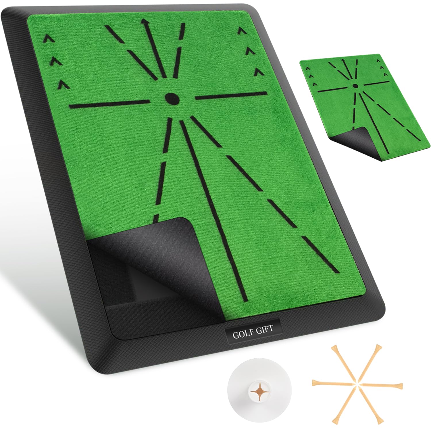 Golf Hitting Mat, with Clear Swing Path Feedback, Detection Batting with 2Pack Impact Tracker Flannel Mat, 13 * 17in Replaceable Golf Training Mat for Indoor/Outdoor, Golf Gifts for Men/Women Golfers