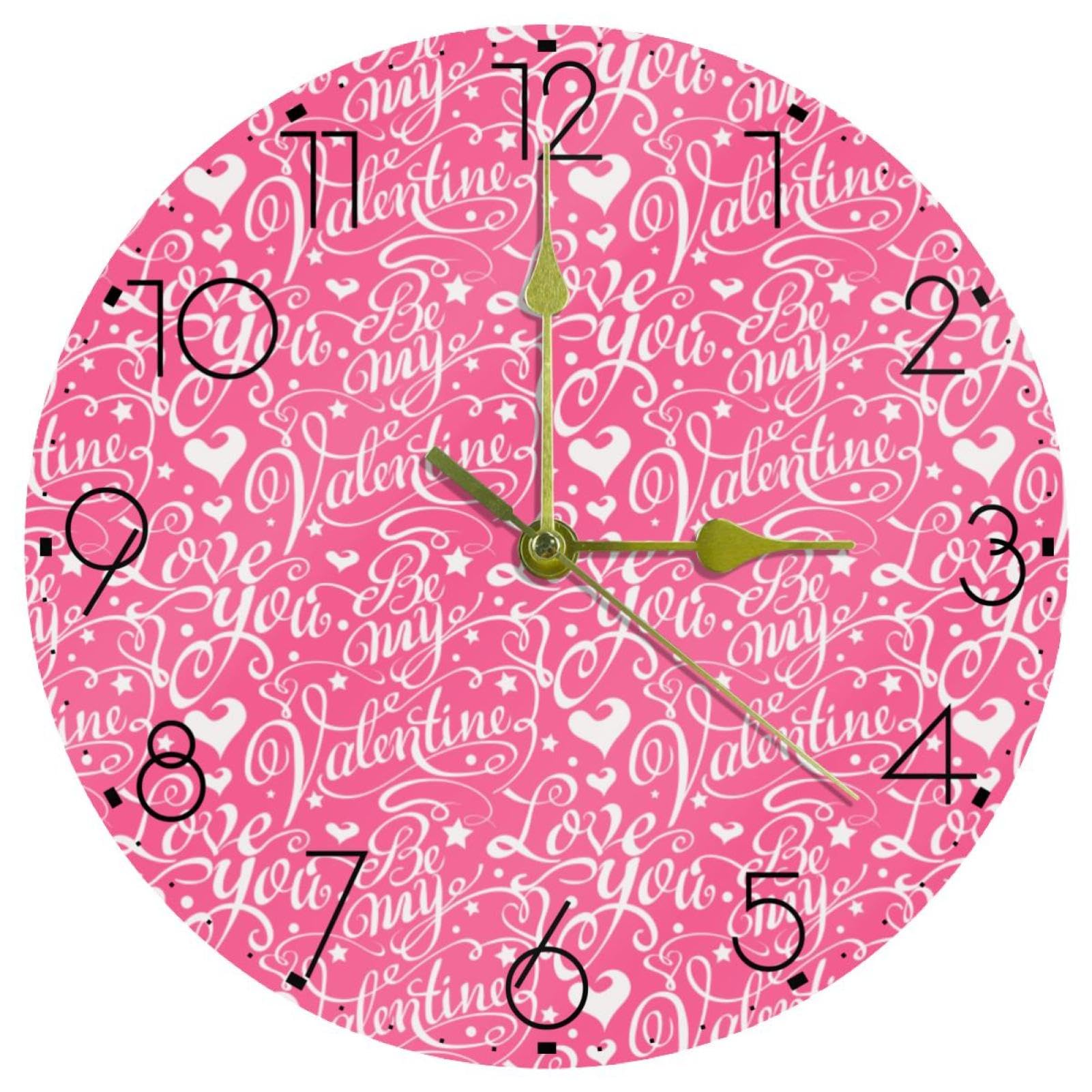 Horloge murale de 25,4 cm à piles grand cadran silencieux rose