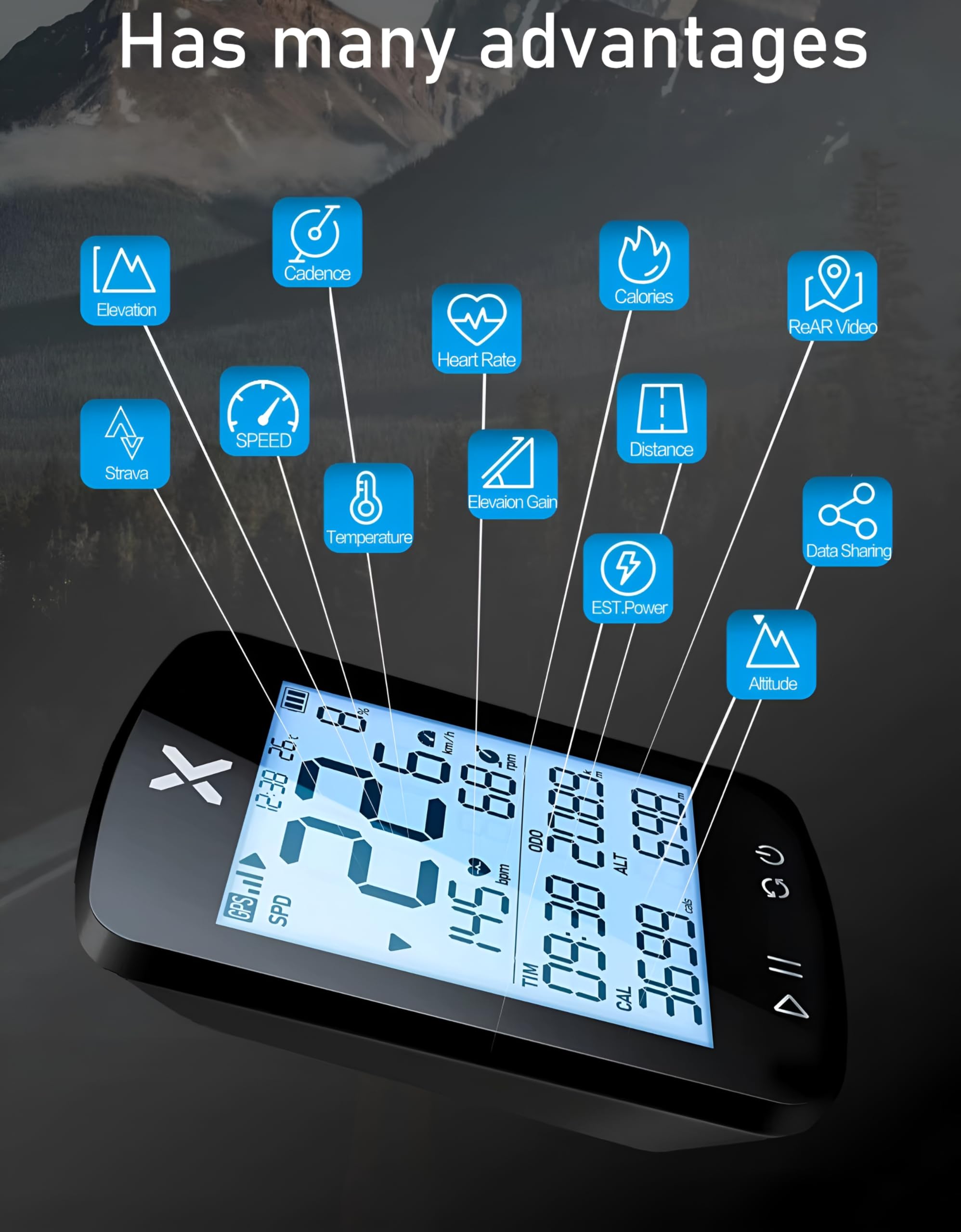 XPR3SS G+ Gen2 Bicycle Computer + 2 Cadence/Speed Sensor + M5 Mount, Smart GPS Cycling Speedometer | Cadence & Heart Sensor Support | ANT+ & BLE Cycle GPS Tracker | 28+ hr Battery | Odometer for MTB 1