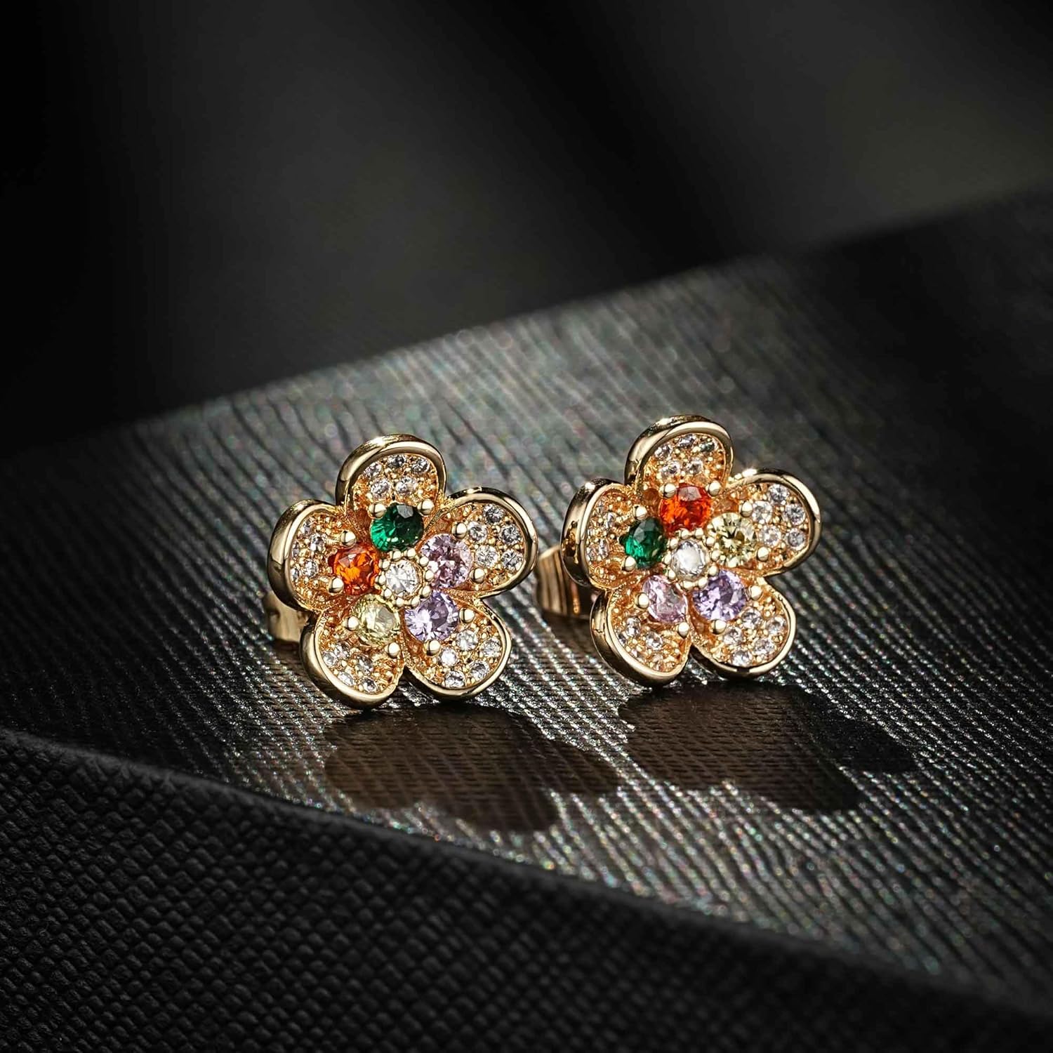 Austrian Crystal Flower Stud Earrings for Women 925 Sterling Silver Hypoallergenic Fashion Jewelry - Image 3