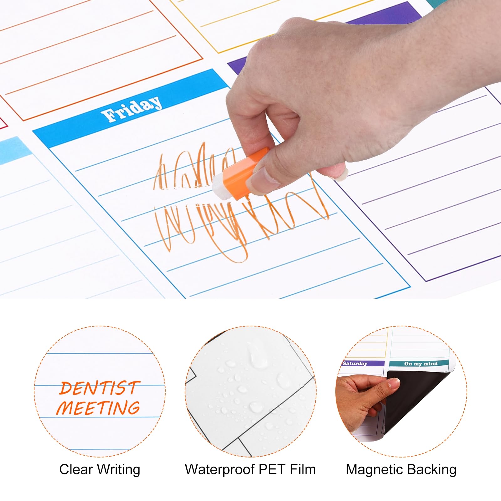 PATIKIL 16.9" x 11.8" Magnetic Chore Chart, 2 Pcs Dry Erasable Whiteboard Calendar Chart for Daily Home Schedule, White - Image 4