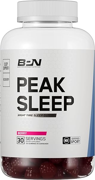 BARE PERFORMANCE NUTRITION, BPN Peak Sleep Gummy, Sleep Aid & Recovery Support Supplement, 30 Servings, Berry