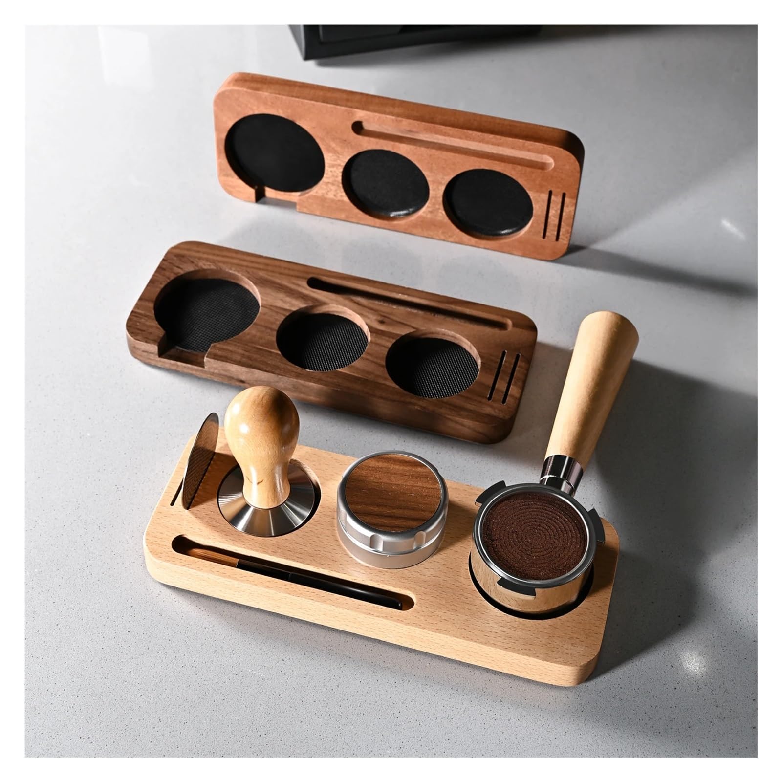 Soporte De Estación for Tapete De Café De 51MM, 54MM Y 58MM, Soporte for Portafiltro, Base De Soporte De Nogal for Accesorios De Espresso, Estable(58mm-Sapele)