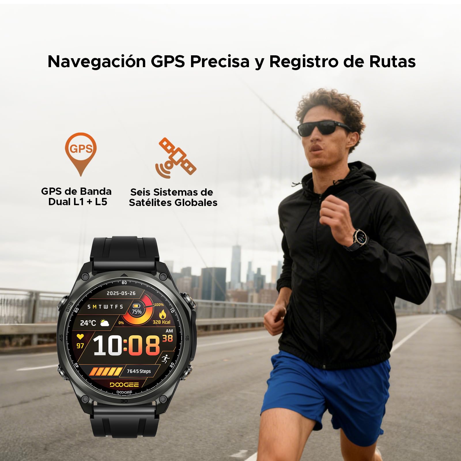 Anywise W1 AI Smartwatch Uomo,GPS Dual-Band Integrato,5ATM Impermeabile Militare Smart Watch,1.43" AMOLED Fitness Tracker Per Android iOS,170+Sports Modes,Answer/Make Call/12 Days Battery