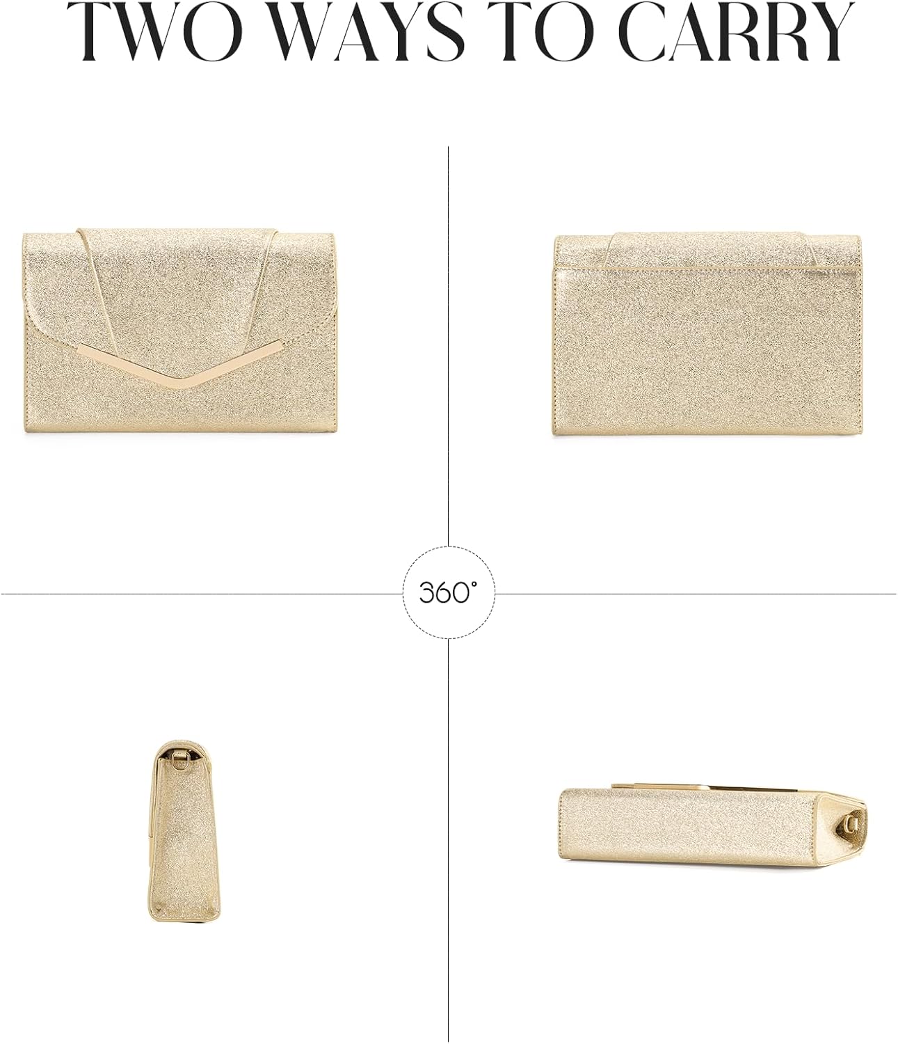 VASCHY Clutch Purse for Women,Fashion Envelope Evening Small Formal Handbag Fold-over Crossbody Shoulder Bag Wedding,Party