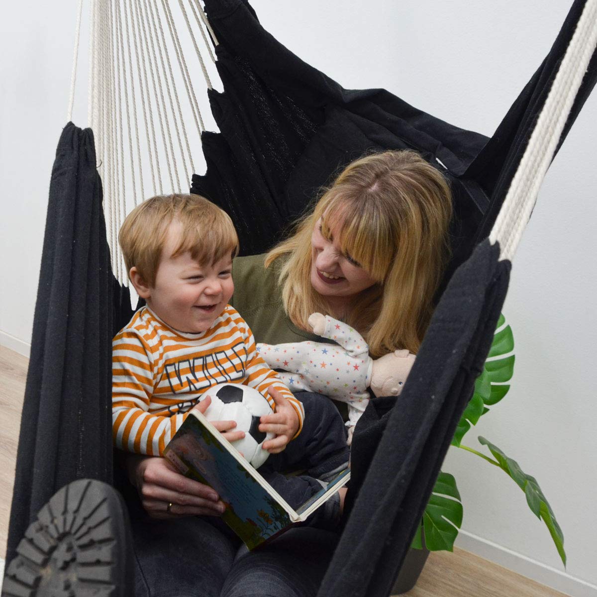 AMANKA XXL Chaise Suspendue avec Compartiment Latéral et Coussin - Hamac 220x120cm jusqu'à 150kg