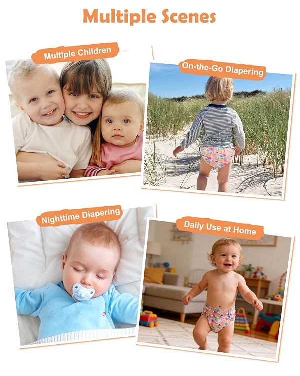 babygoal Reusable Cloth Diapers 6 Pack with 6 Inserts & Wet Bag, Washable Pocket Nappy Starter Kit, Baby Girl Diapers with Rayon from Bamboo Inserts by babygoal - Image 5