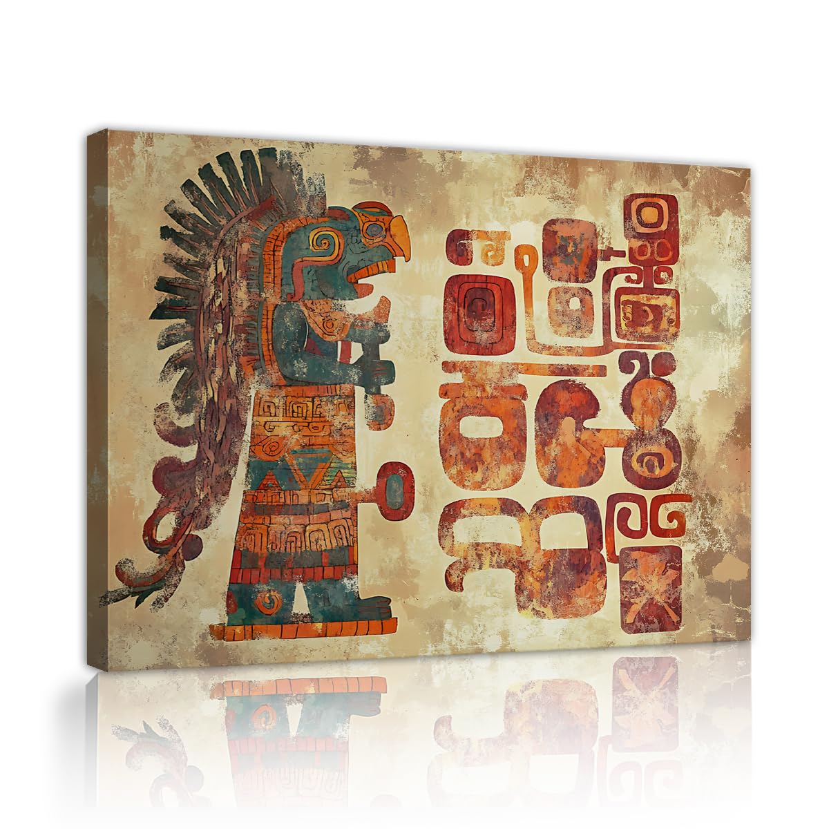 TOANGWALL Ancient Hieroglyphic Poster Native Warrior Pattern Picture Vintage Tribal Wall Art Living Room Bedroom Dining Room Lounge Home Decoration 65x80cm
