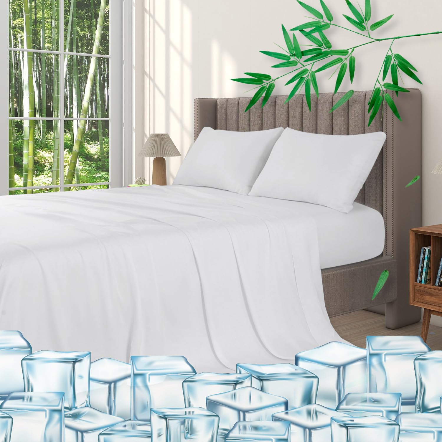 Amazon.com: UDEAL Bamboo Sheets King Cooling Bed Sheets Set, 100% Bamboo  Viscose Sheets Deep Pocket UP to 17, Silky Soft Luxury Breathable Temperature  Regulating Sheets 400 Thread Count, White-4Pc : Home u0026