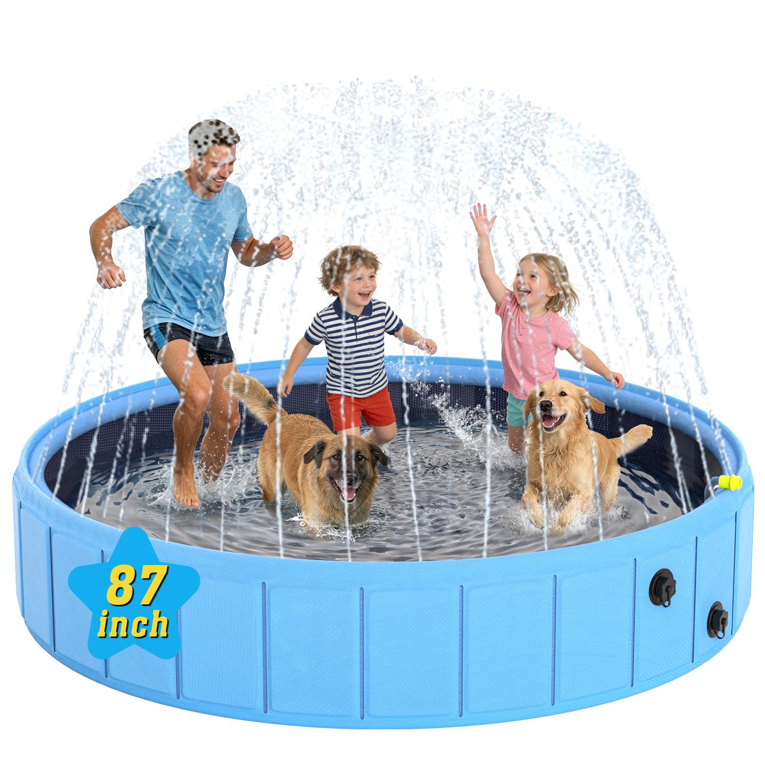 BerrysParadise 87 Inch Dog Pool with Sprinkler