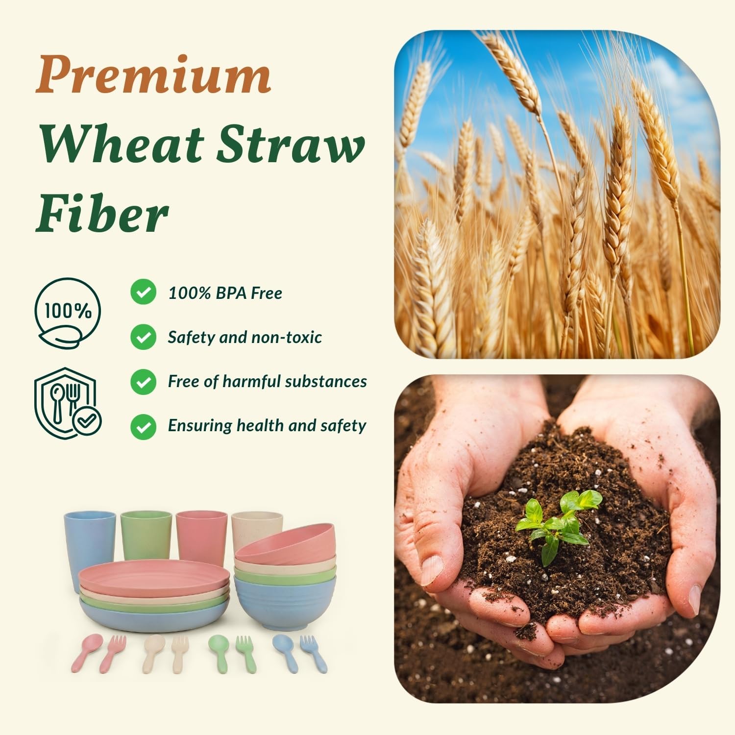 Homienly Wheat Straw Dinnerware Set - 20 Pieces -3
