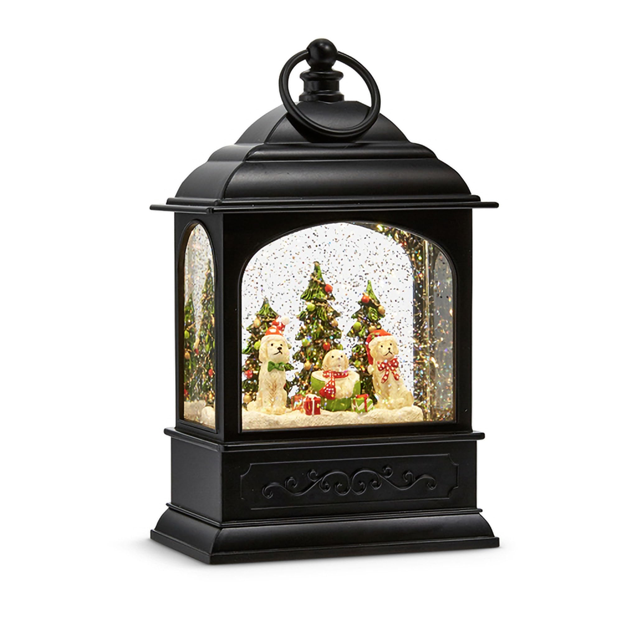 Raz Imports Celebrate The Season Pup - Farol de agua iluminado, 8.5 pulgadas de altura, decoración navideña