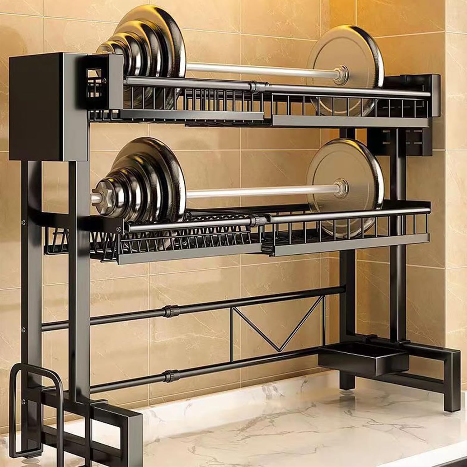 Scolapiatti Da Posizionare Sopra Il Lavello, Scolapiatti In Acciaio Inox, Organizer Per Piano Cucina E Ripiano Portaoggetti Per Piatti