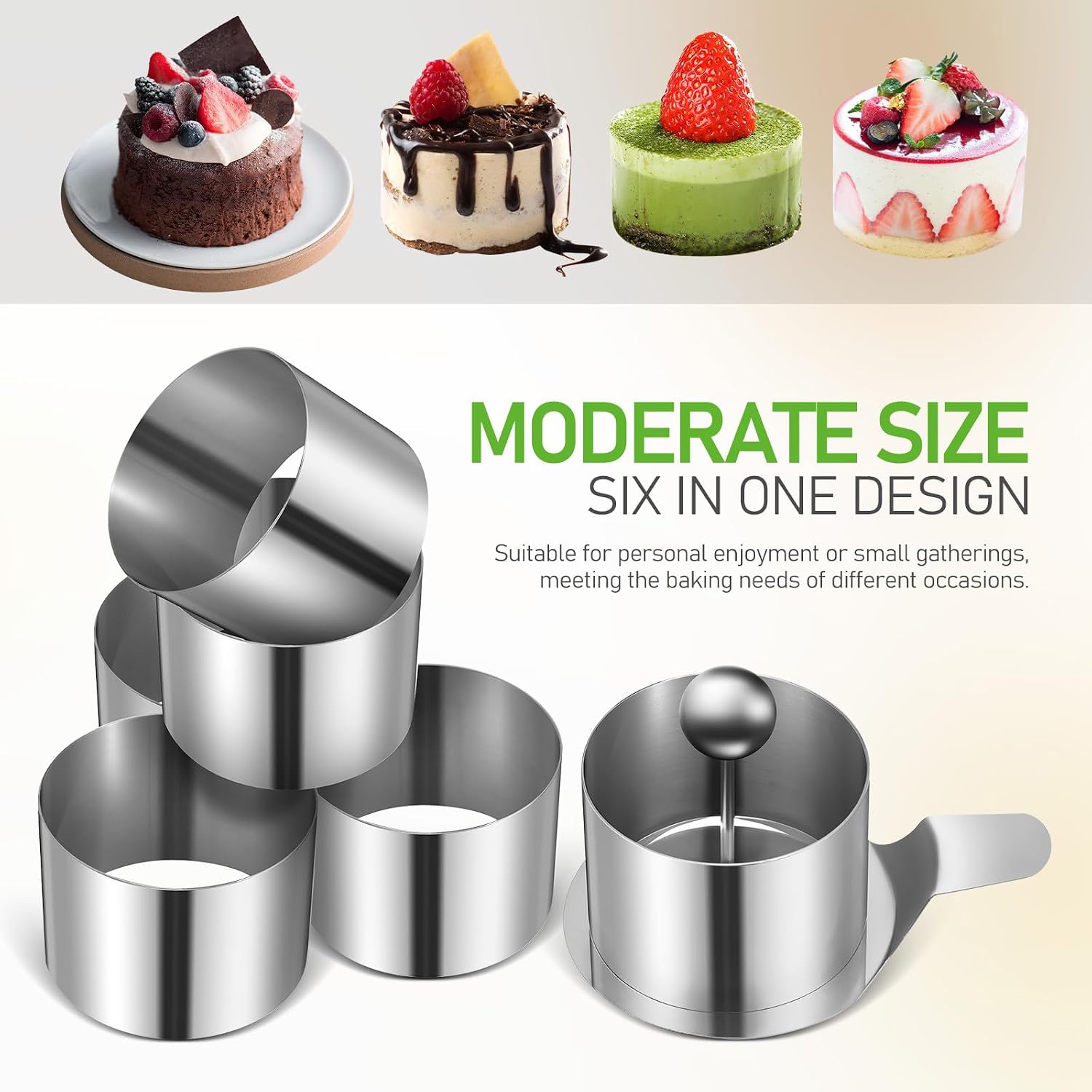 BESPORTBLE Stainless Steel Cake Baking Form round Mousse Cake Mold Small Dessert Ring for Home Baking and Party Use