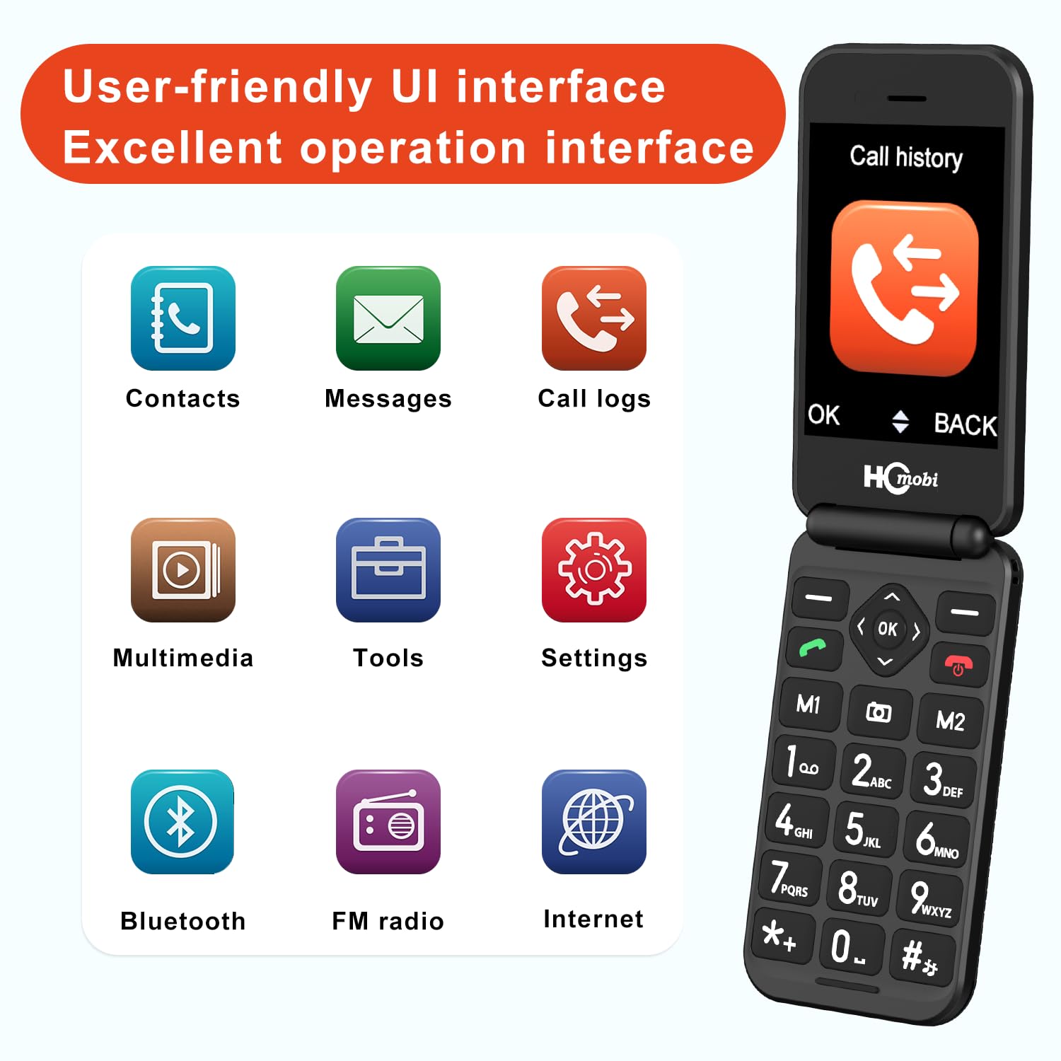 SilisoundTek 4G Flip Phone Unlocked, 2.8+1.5" Dual Screen Flip Phones for Seniors, SOS Button丨Speed Dial丨Large Fonts丨Charging Dock丨1400mAh Battery — view 7
