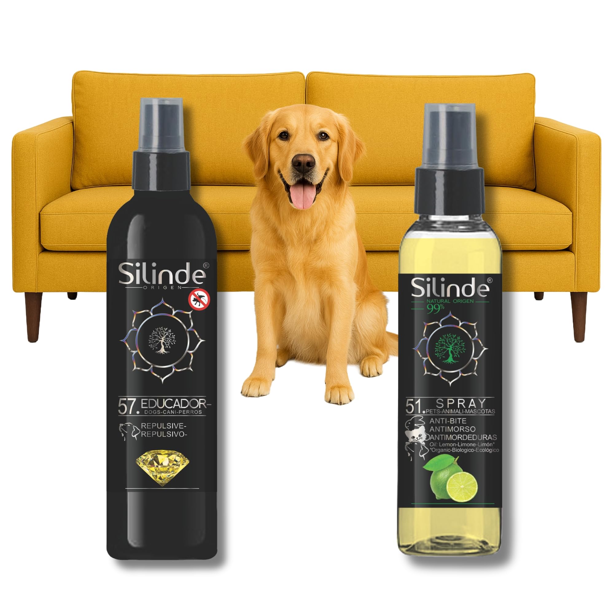 Kit 2 in 1 Spray Repellente per Cani Anti Pipi + Spray Antimorso Allontana Il Cane dagli Oggetti. Doppia Azione Spray Disabituante per Cani da Interno da Esterno Biologico