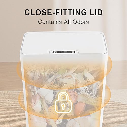Miniatura 5 de Cesun Cubo de basura automático con sensor de movimiento para baño con tapa, 4.0 galones, sin contacto, papelera de plástico inteligente, pequeña