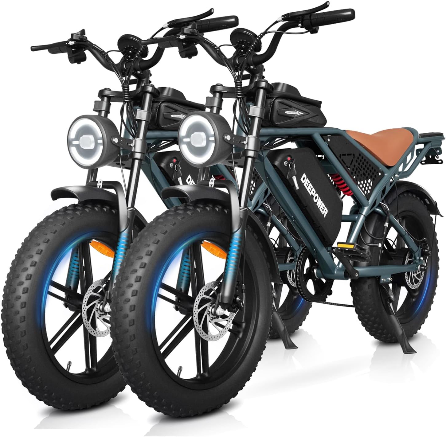 DEEPOWER Electric Bike for Adults,Peak 1500W/3500W Motor,30MPH 55-150Mile ebikes for Adults with 20AH/35AH/60AH Battery,20" Fat Tire Ebike,7 Speed Electric Motorcycle (1500W-20AH-Black)