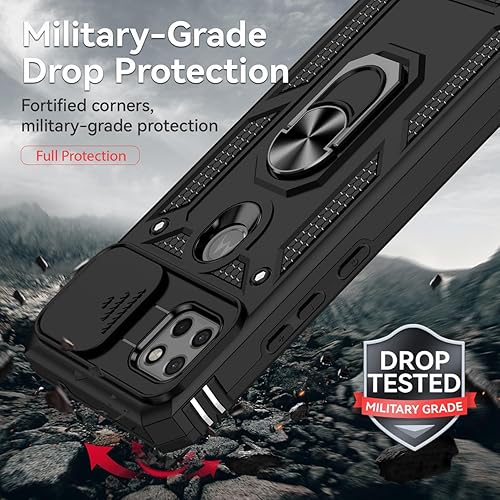 Miniatura 8 de Funda para Moto One 5G AceMotorola G 5G XT2113 con protector de pantalla de vidrio templado y cubierta de cámara deslizante, anillo magnético