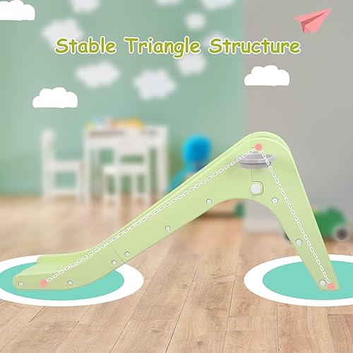 Miniatura 6 de Arlopu Tobogán independiente para niños, escalador de tobogán para niños pequeños con aro de baloncesto y pelota, juego de bebé con pendiente larga,