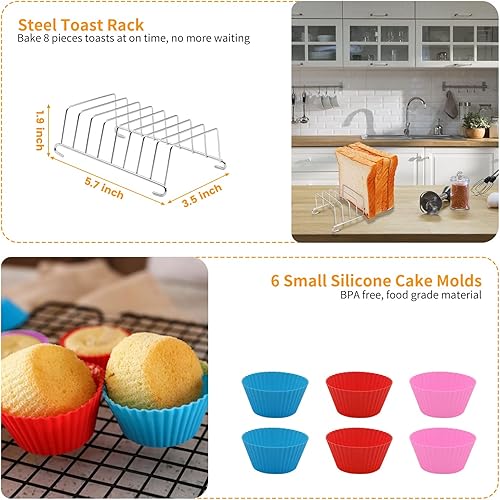 Vista 4 de Accesorios para freidora de aire de doble cesta, juego de 15 piezas para freidora de aire Ninja DZ401 DZ201 Foodi Dualzone con 100 forros