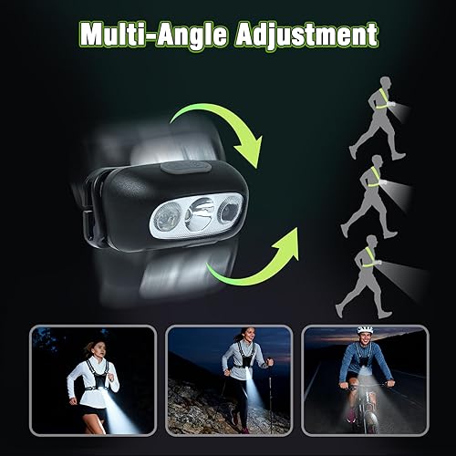 Miniatura 3 de Luz de correr con tiras reflectantes, chaleco reflectante de 360 para correr de noche, ciclismo, caminar, luz con sensor de movimiento (3 modos, haz