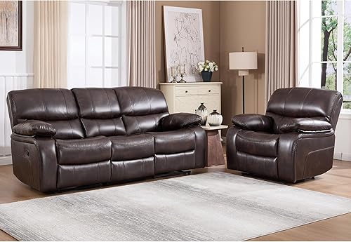 Miniatura 21 de EBELLO Americana - Sofá reclinable manual de piel sintética, sofá reclinable doble minimalista de 2 asientos con consola central, almacenamiento