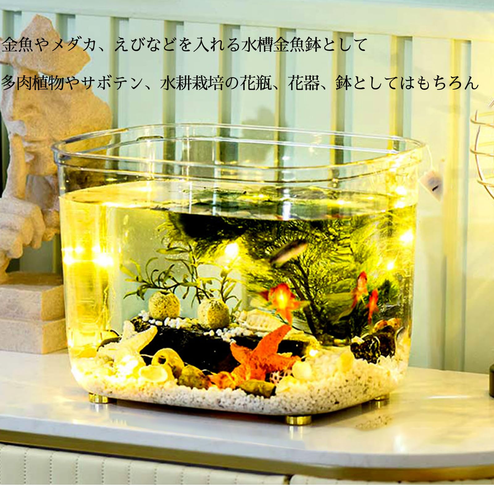 Amazon.co.jp: 金魚鉢 水槽 透明 大容量 おしゃれ 金魚 水槽 