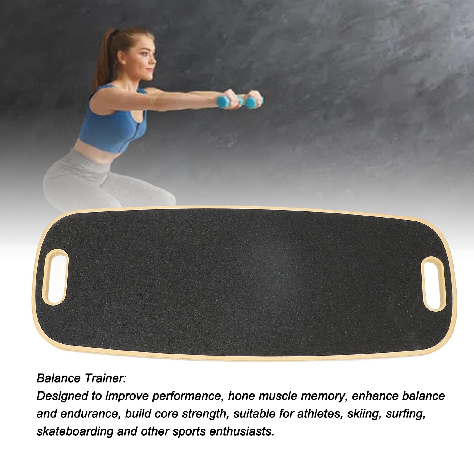 Alomejor Balance Board, 500 Pfund Tragkraft, Holz-Balance-Trainer mit 3 Verstellbaren Positionen und Rutschfester Oberfläche, Trainingsgerät Zum Surfen, Skateboarden, Skifahren und