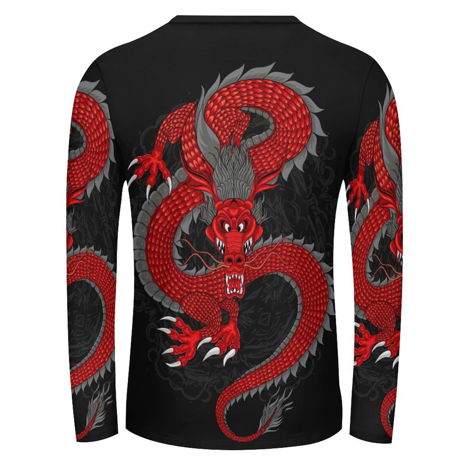 Amazon.co.jp: メンズ ロングTシャツ 龍 ドラゴン柄 長袖Tシャツ 