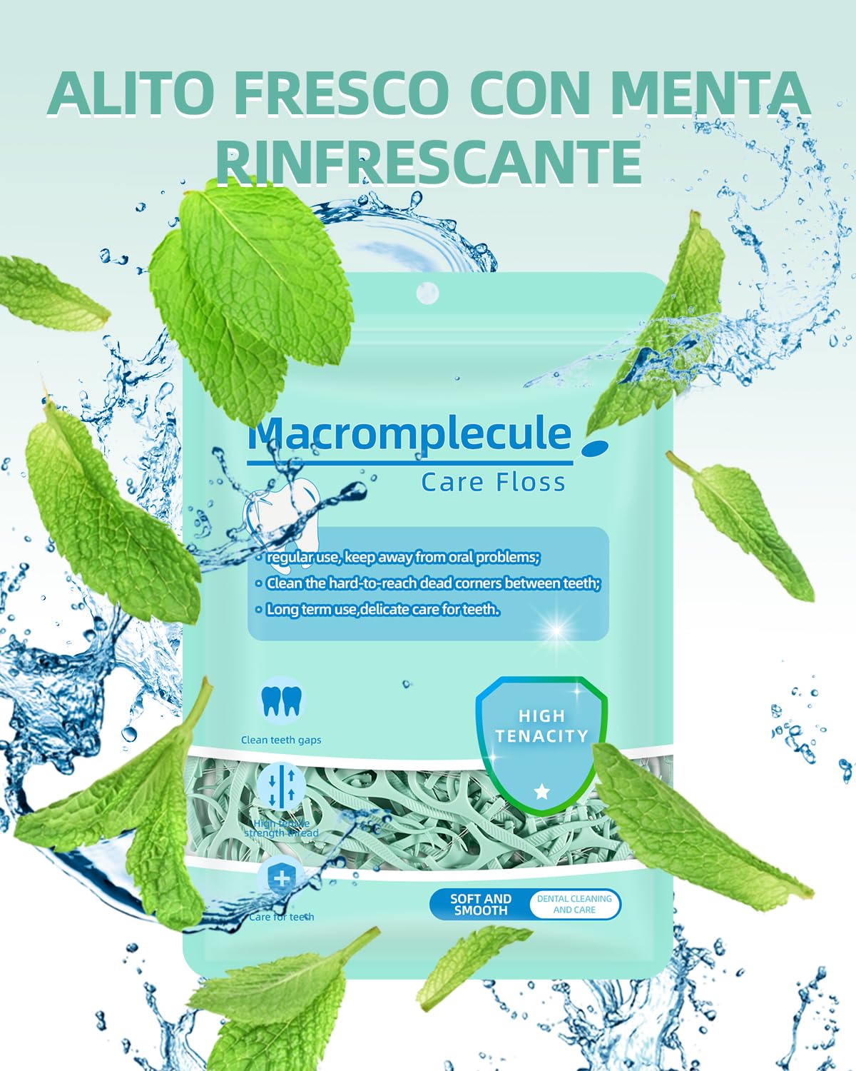 300 Filo Interdentale a Doppia Linea alla Menta per la Cura dei Denti - Archetti filo interdentale per Rimuovere la Placca e i Residui di Cibo