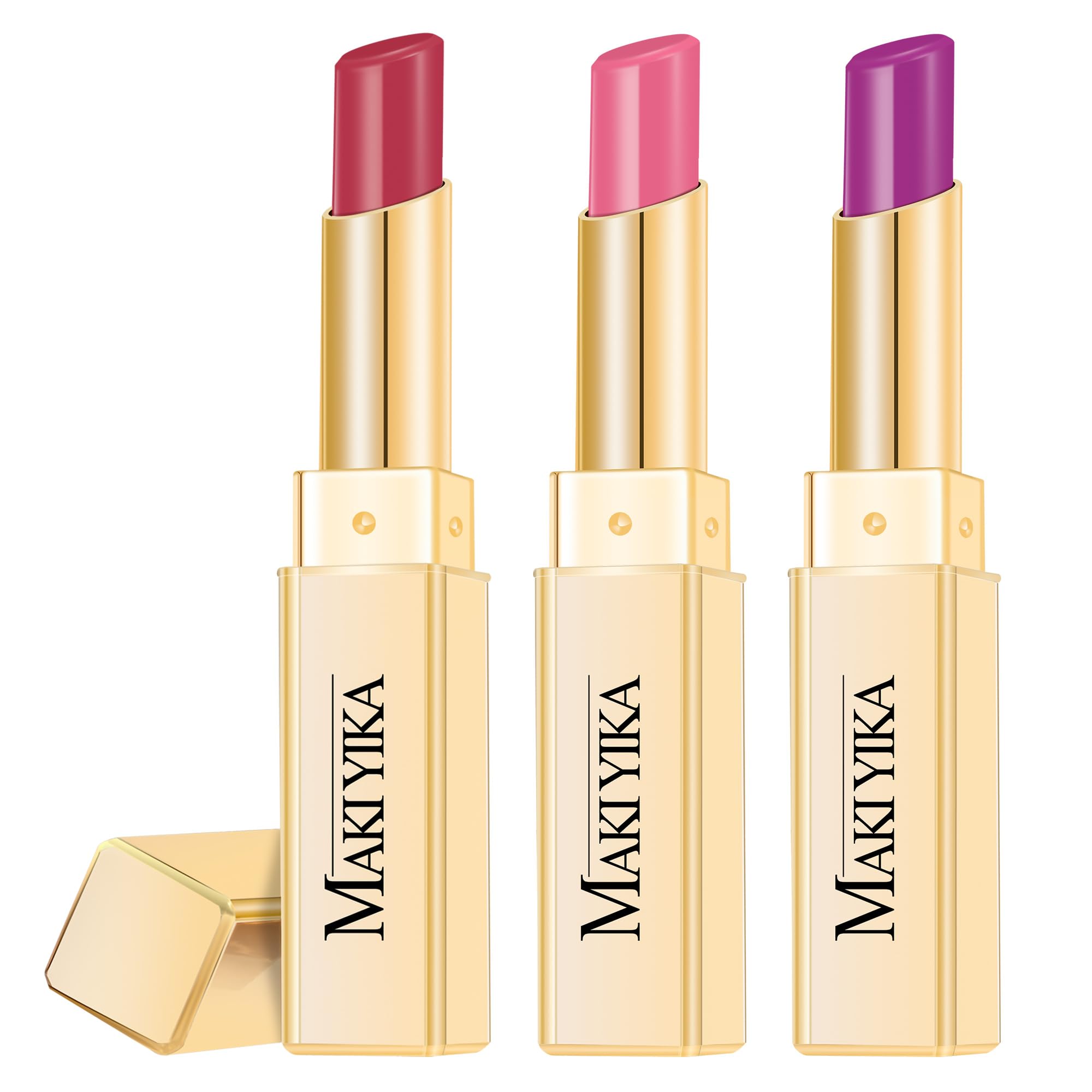 MAKI YIKA 3Pc Moisture Lipsticks for Women Pink Purple Berry Lipstick | Hydrate Tinted Li…