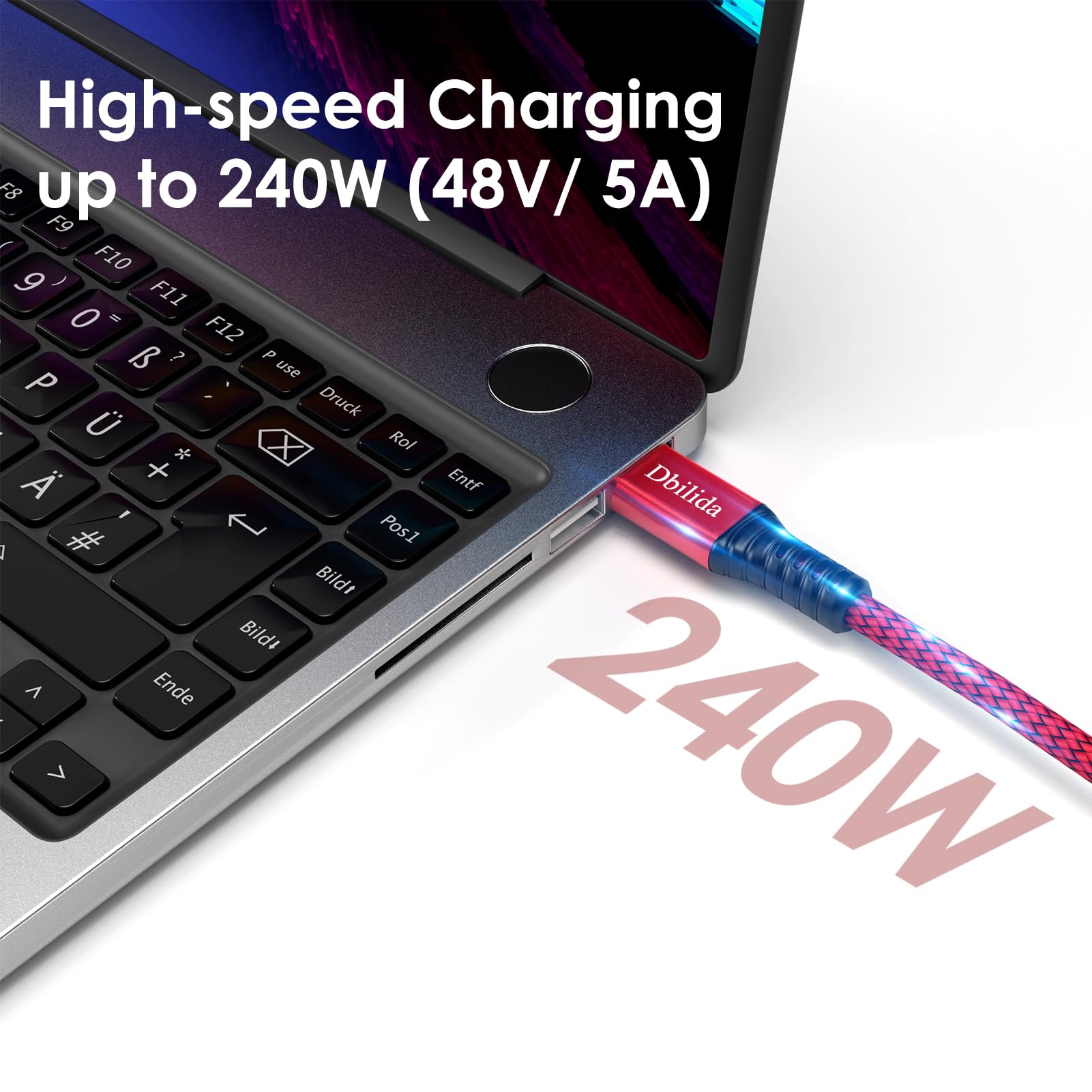 Câble USB C GiGimundo 40 Gbps 1,5 M - Thunderbolt 4/3, USB4 - Support 8K 60 Hz, Charge 100 W - 2 En 1 USB A/C