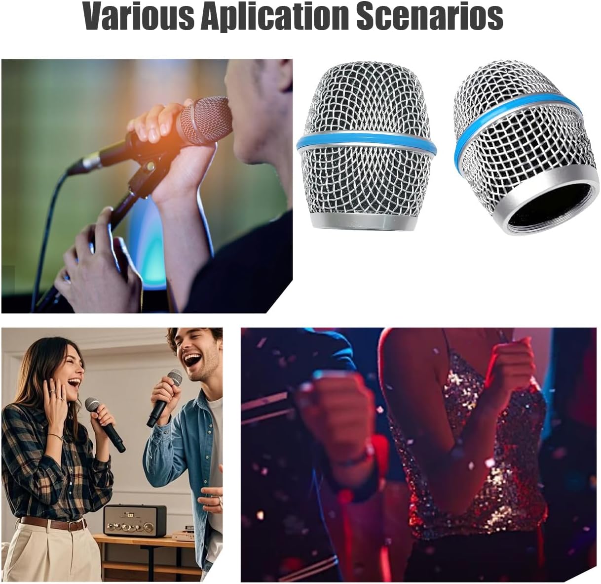 Replacement Microphone Grill, Steel Mesh Mic Grille Ball Heads Windscreen Cover with Inner Foam, Fits for Beta 87A Mic Head (4 Pack, Beta 87A)