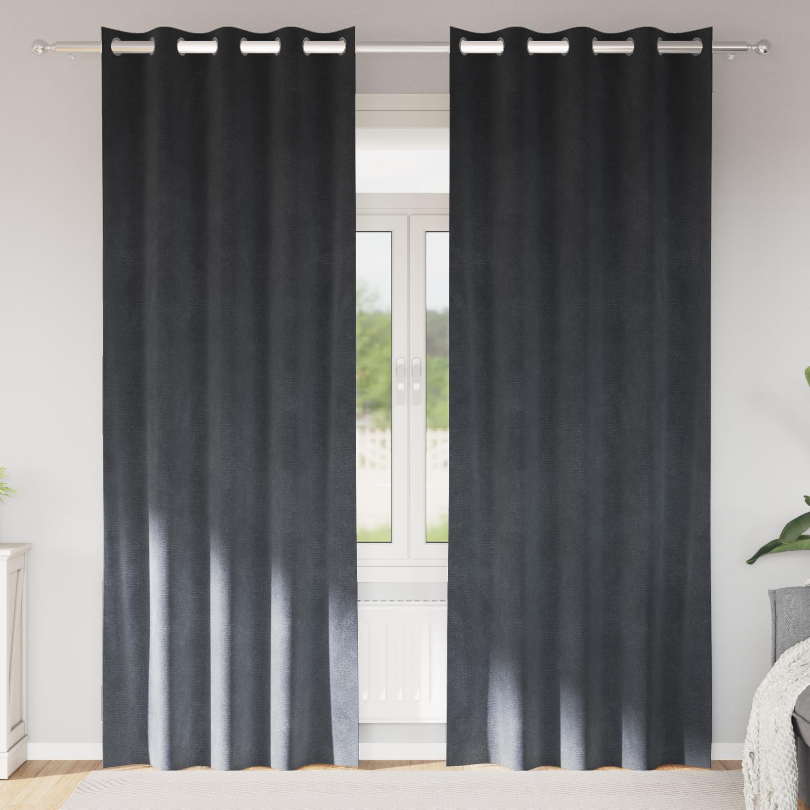 Rideaux occultants en velours gris clair de qualité supérieure pour salon chic