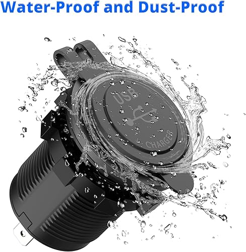 Miniatura 4 de Qidoe - Paquete de 5 salidas USB de carga rápida 3.0 de 12 V, impermeable, QC3.0, doble toma de corriente USB con interruptor táctil, enchufe de