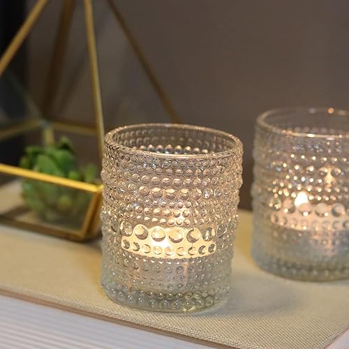 Miniatura 7 de Juego de 12 portavelas votivas de vidrio transparente, candelabros para decoración de otoño, Halloween, bodas, centros de mesa de cumpleaños