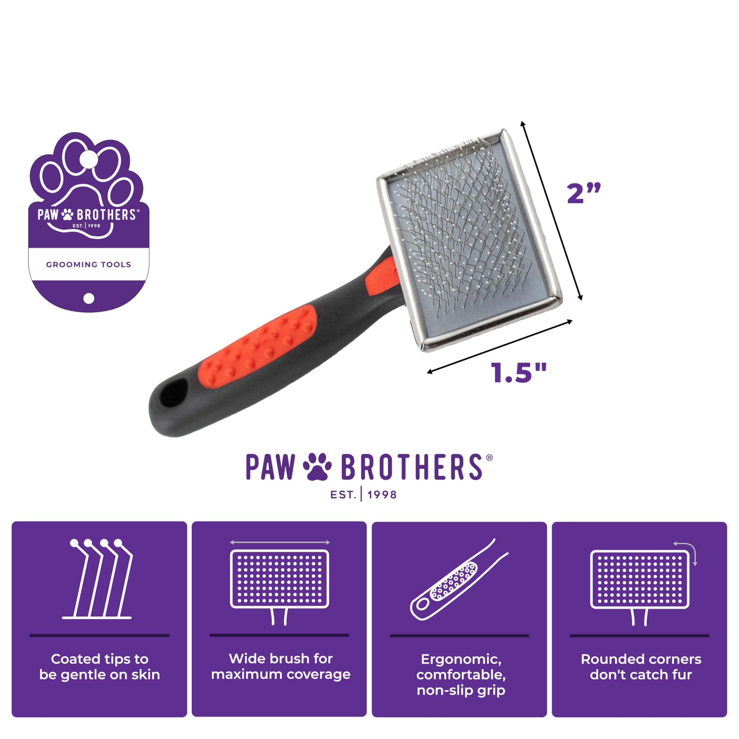 Paw Brothers miękka płaska szczotka z powlekanymi końcówkami, mini/mała