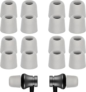 PROUSKY 8 Pairs Grey Memory Foam Earbud Tips, Replacement Earbud Tips Memory Foam Earbuds Noise Isolation Cover Noise Cancelling Earphones, for 4.5 to 4.9mm Headphones, S, M, L