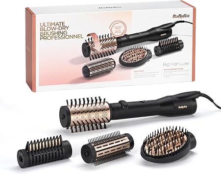 BaByliss Big Hair Lustre 4-in-1 Warmluftb rste, Gold, Hair Dryer Brush, 325g, 2.5m Cord,