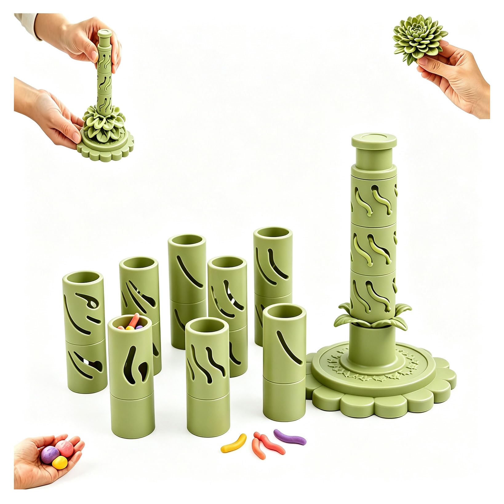 Promted Flower Modular Clay Bloom Maker with 9 Shaping Sleeves