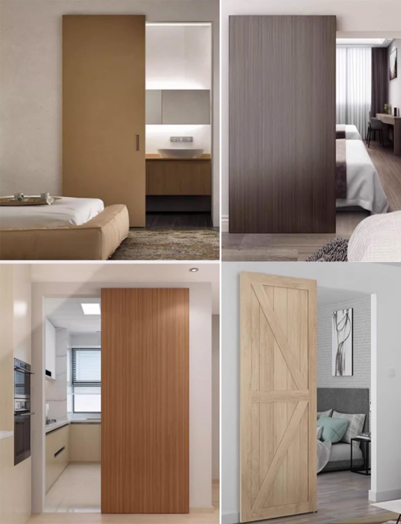 Kit de herrajes ocultos para puerta corredera con cierre suave, riel oculto resistente para puertas flotantes interiores modernas