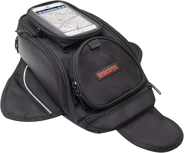 Motorcycle Tank Bag - Oxford Saddle Black Motorbike Bag with Bigger Window - Universal Strong Magnetic Bag for Honda Yamaha Suzuki Kawasaki Harley - Dracarys