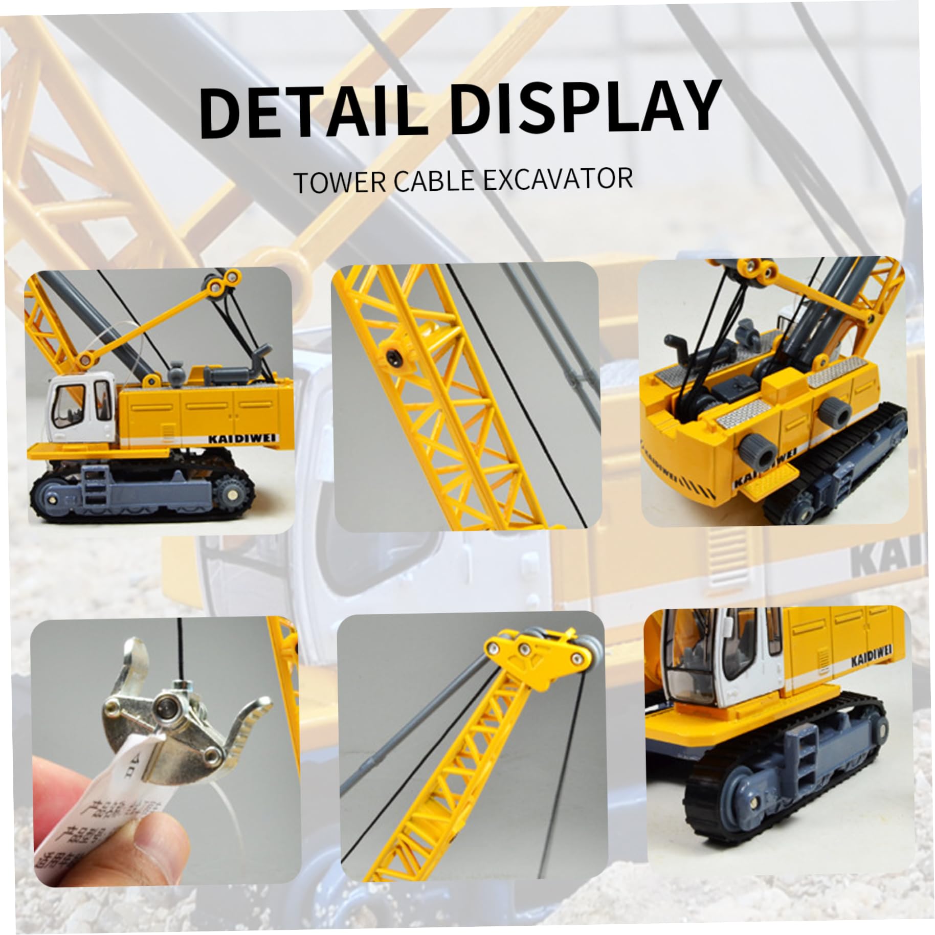 Pelle à câble de Tour Tout en Alliage, Grue à câble Tour l'échelle 1:87 Ho, Pelle Tout en Alliage, modèle de Train simulé, décoration scène, Accessoires Trains, modèles Jouets véhicul